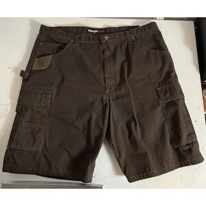 Riggs Workwear Wrangler Shorts Mens 42 Ripstop Utility Carpenter Durable Brown